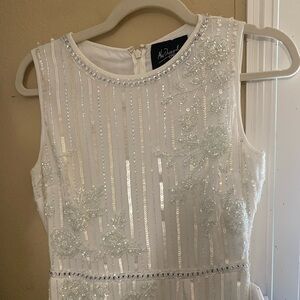 Mac Duggal Cream (NEUTRAL) Dress with Floral Sequins